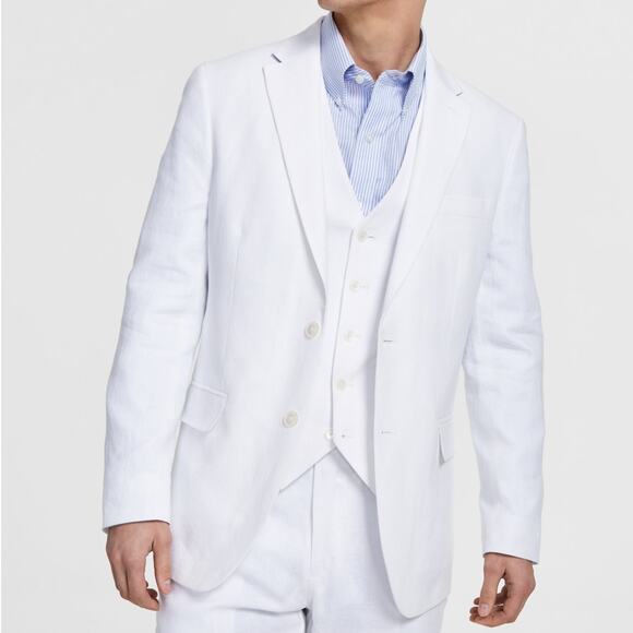Tommy Hilfiger Men's Modern-Fit Flex Stretch Linen Suit Jacket White 44L $360 - Picture 2 of 8